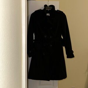 Calvin Klein Women’s Black Double Breasted Trench Coat Sz small Belted